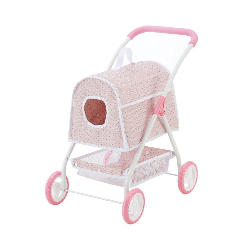 Pink and white pram best sale